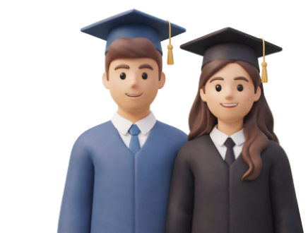 Dos estudiantes graduándose estilo clay